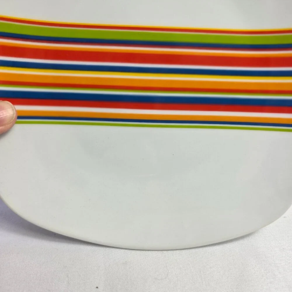 TWO Tabletops Unlimited Gallery Westwood Salad Plates White Multicolor Stripes